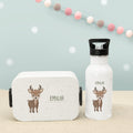 Set Personalisierte Mepal-Lunchbox & Trinkflasche mit Trinkhalm "Reh"