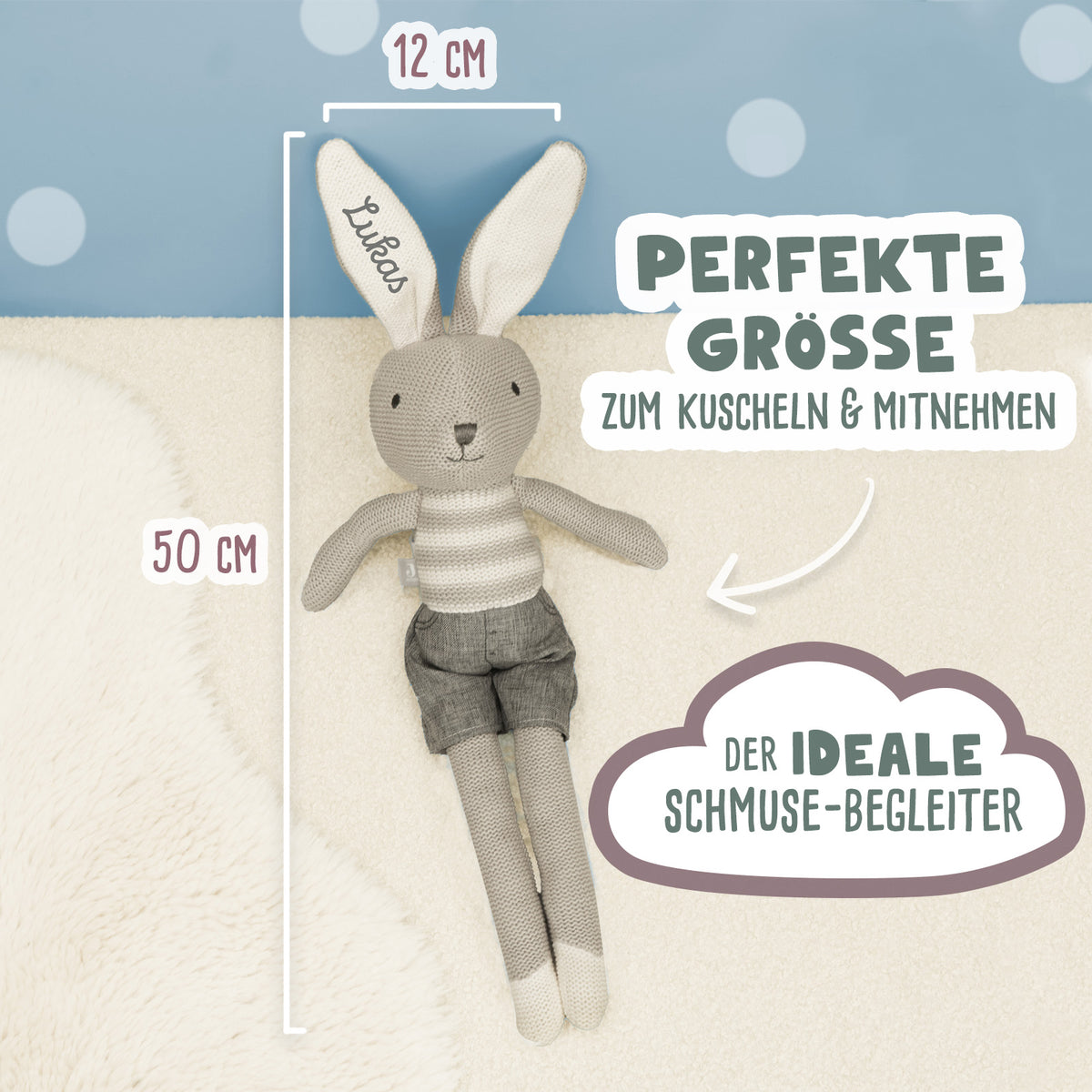 Jollein Kuscheltier "Hase Grau"