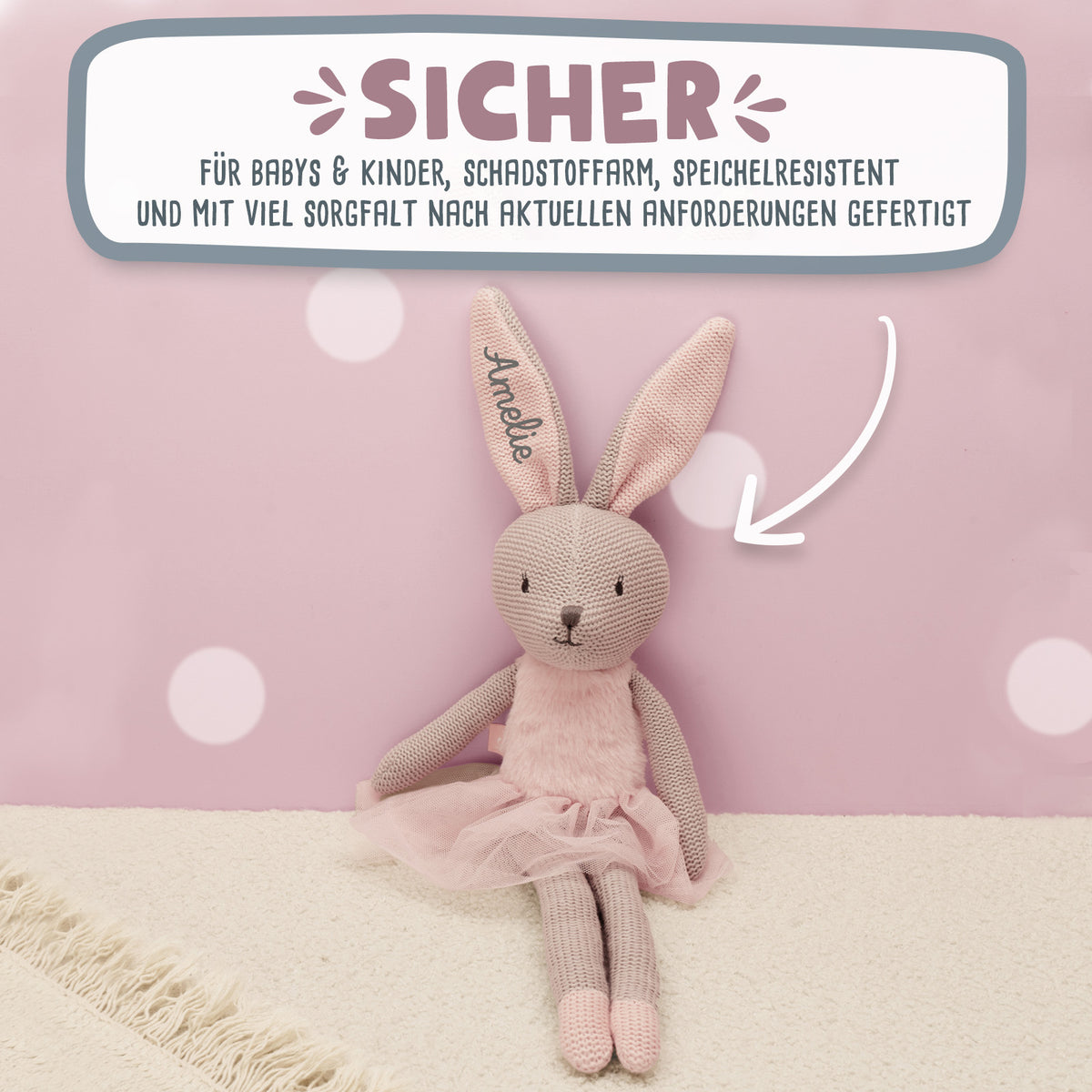 Jollein Kuscheltier "Hase Rosa"