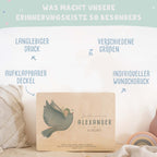 Erinnerungskiste zur Kommunion „Taube mit Kind“ Aquarell personalisiert Druck