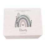 Erinnerungsbox Geschenk zur Kommunion "Regenbogen mit Taube" Aquarell