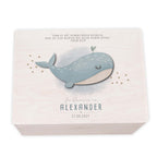 Erinnerungsbox Geschenk zur Kommunion "Wal" Aquarell