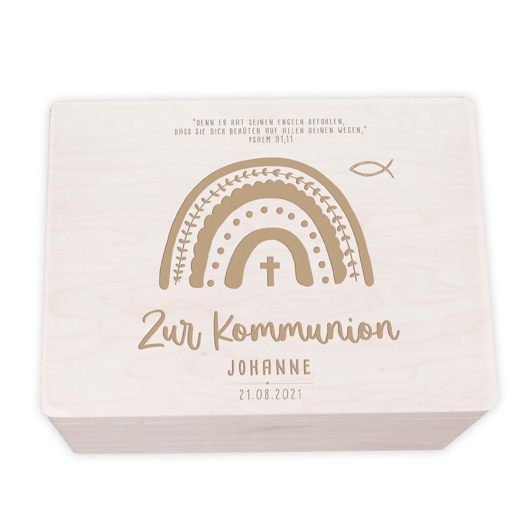 Erinnerungsbox Geschenk zur Kommunion "Regenbogen" Gravur