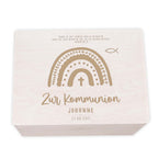 Erinnerungsbox Geschenk zur Kommunion "Regenbogen" Gravur