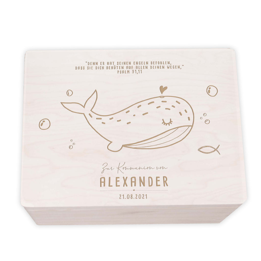 Erinnerungsbox Geschenk zur Kommunion "Wal" Gravur