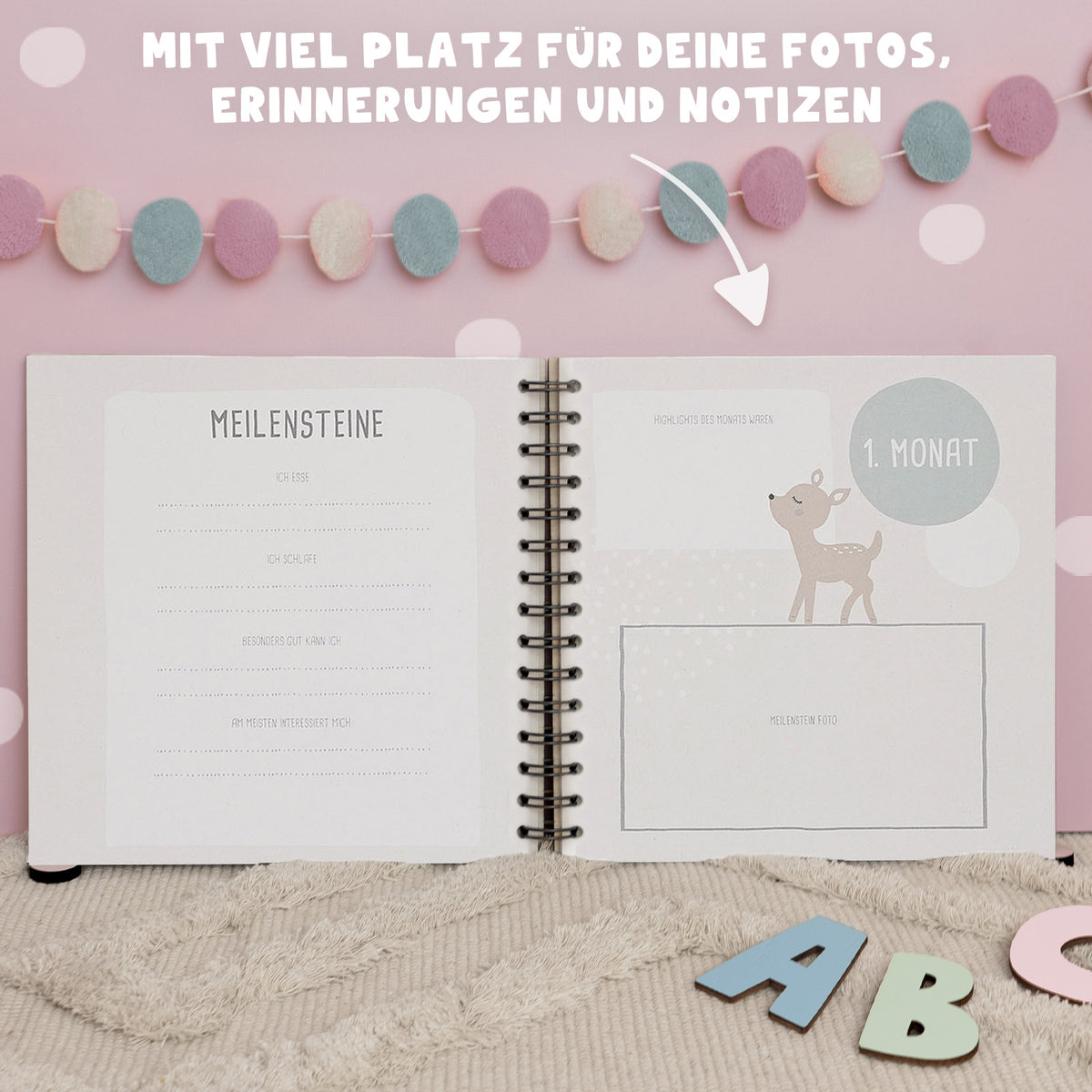 Personalisiertes Babybuch bunt bedruckt "Safari"