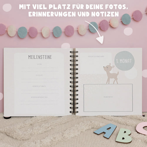 Babybuch bunt bedruckt „Blaues Herz“ personalisiert Druck