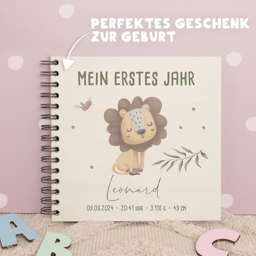 Babybuch bunt bedruckt „Löwe“ personalisiert Druck