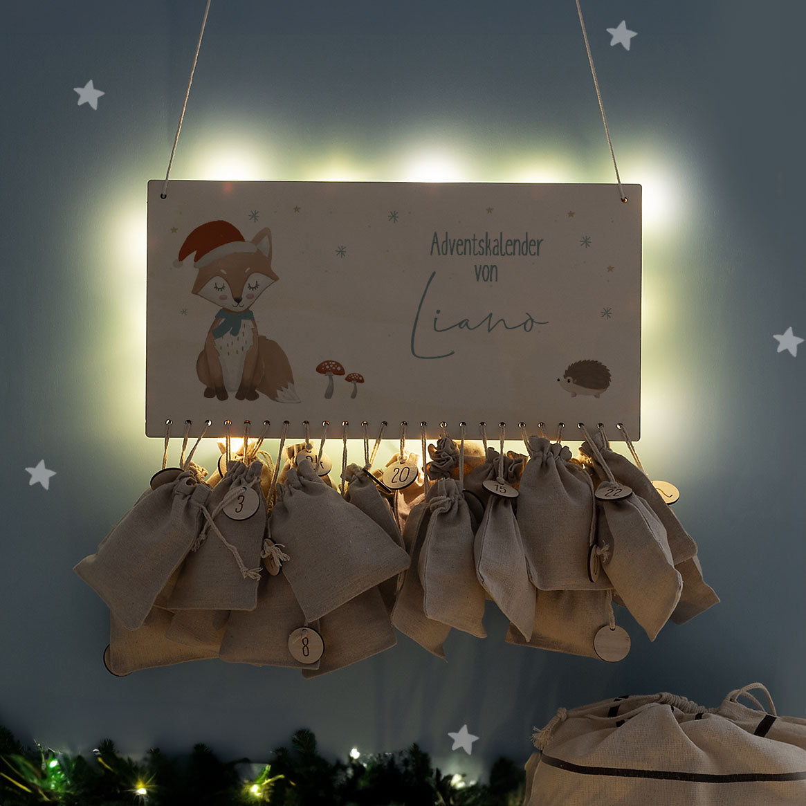 Beleuchteter Aquarell Adventskalender "Fuchs"