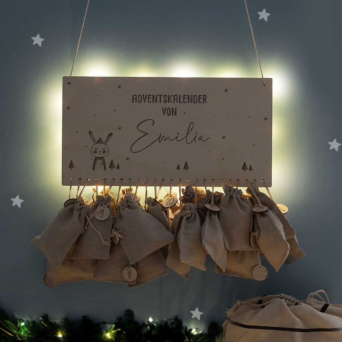 Beleuchteter Adventskalender "Winter Hase"