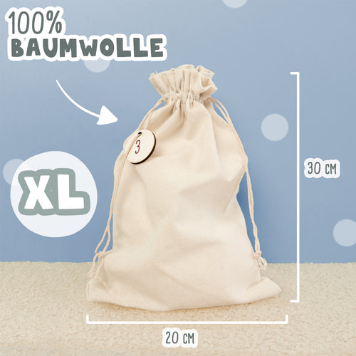 24 XL-Beutel mit Nummer-Anhängern für Adventskiste oder Adventskalender