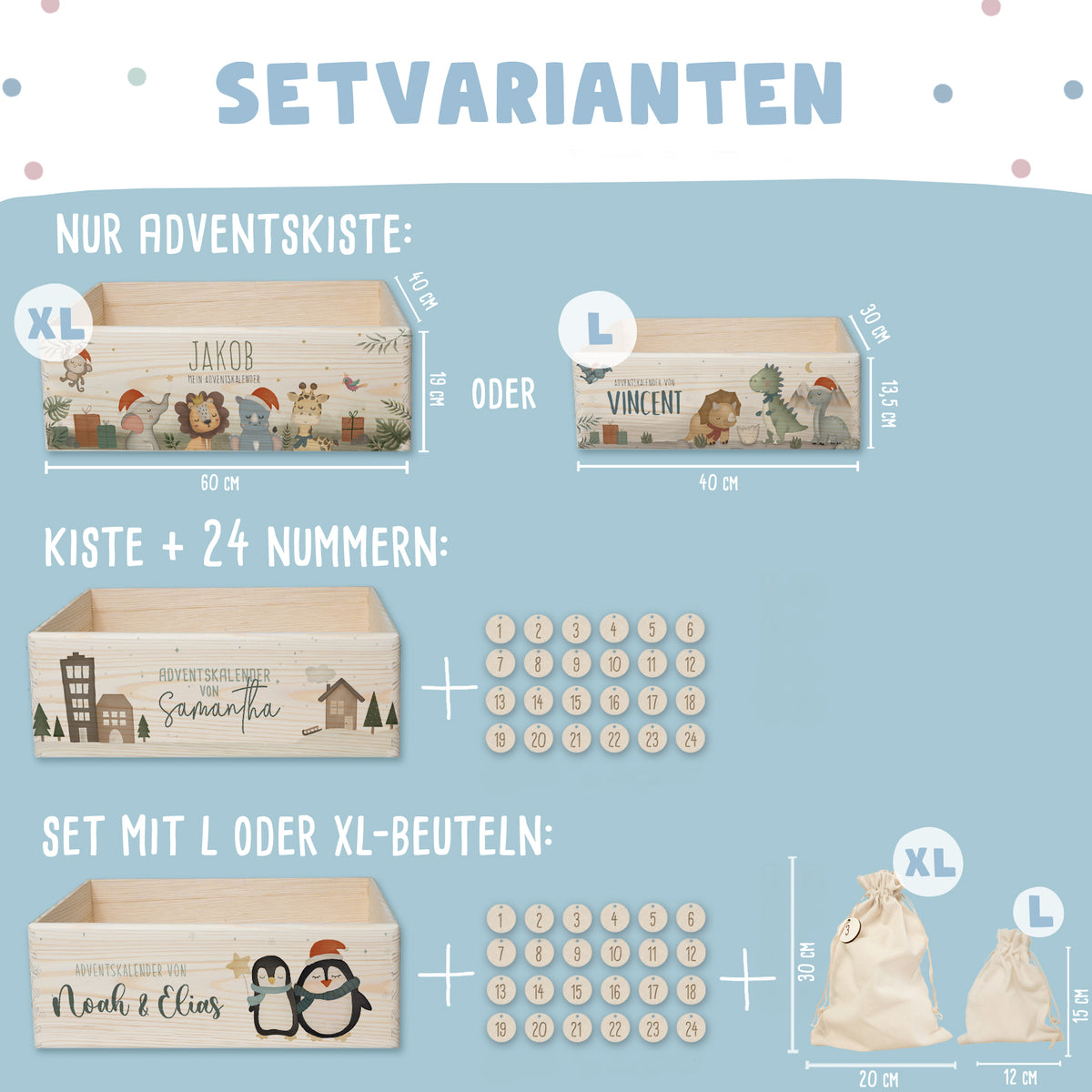 Aquarell-Adventskiste "Fuchs", Adventskalender zum Befüllen