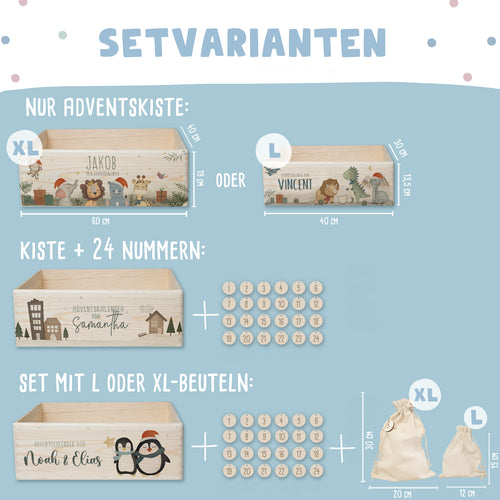 Aquarell-Adventskiste "Fuchs", Adventskalender zum Befüllen