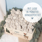 Aquarell-Adventskiste "Reh", Adventskalender zum Befüllen