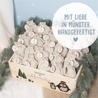 Aquarell-Adventskiste "Pinguin", Adventskalender zum Befüllen