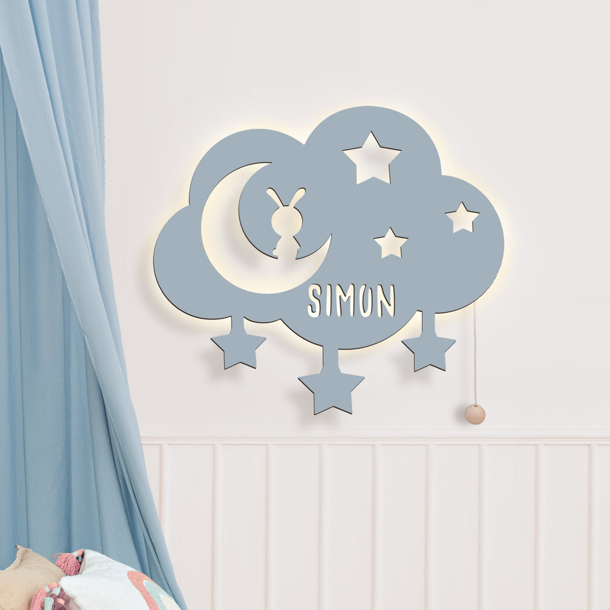 Nachtlicht „Wolke, Mond und Sterne“ personalisiert Laser