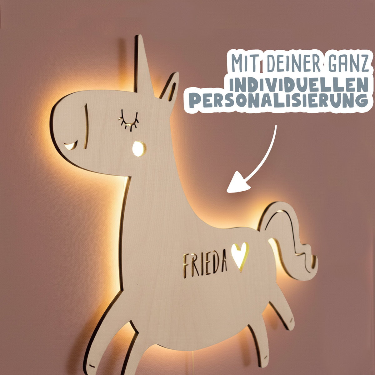 Nachtlicht „Elfi das Einhorn“ personalisiert Laser