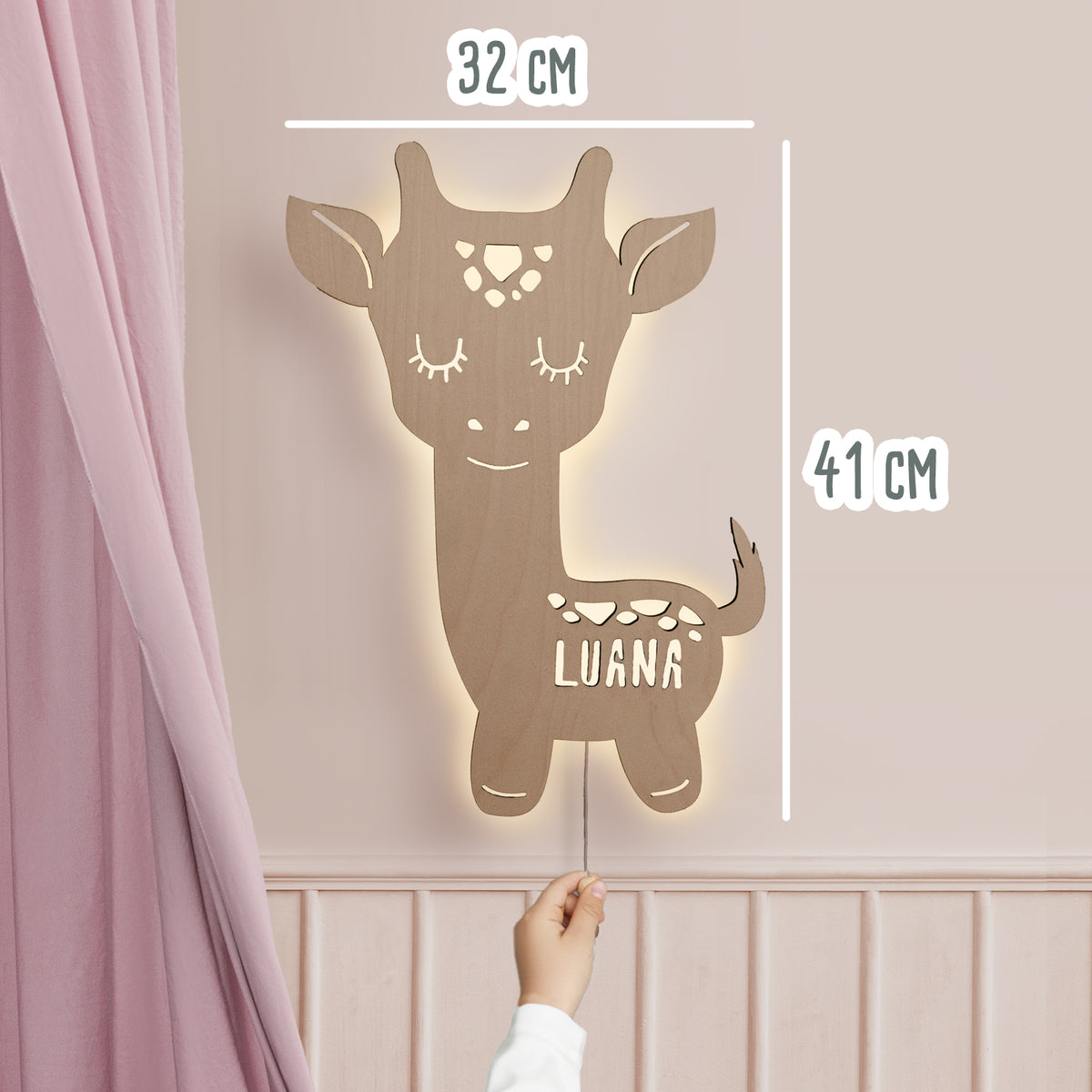 Nachtlicht „Greta die Giraffe“ personalisiert Laser