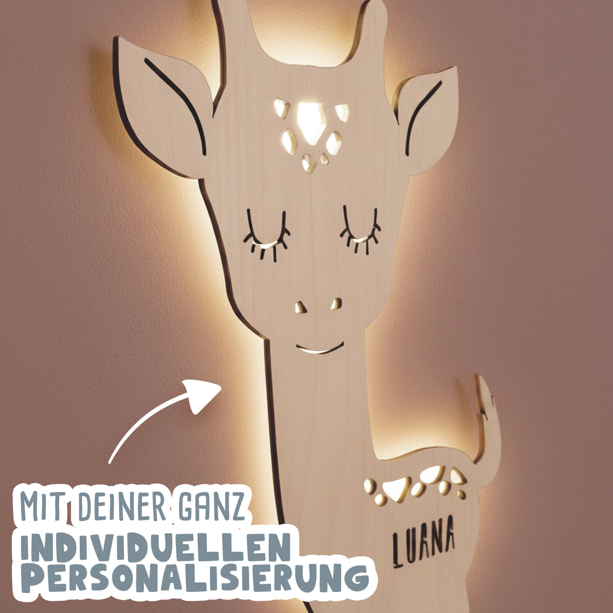 Nachtlicht „Greta die Giraffe“ personalisiert Laser