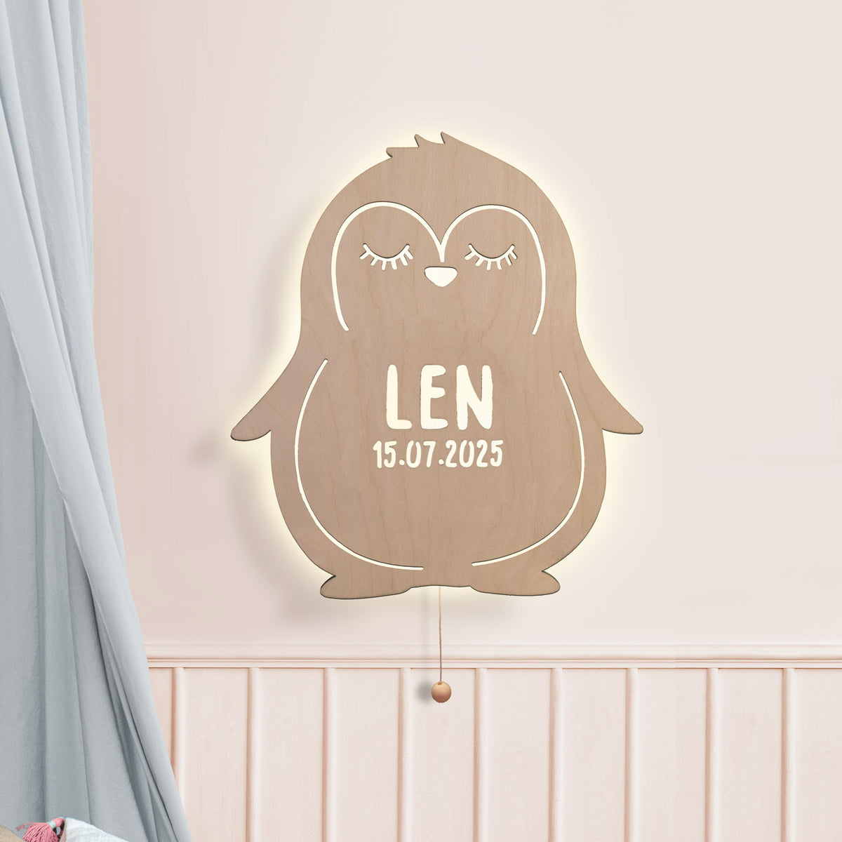 Nachtlicht „Phil der Pinguin“ personalisiert Laser