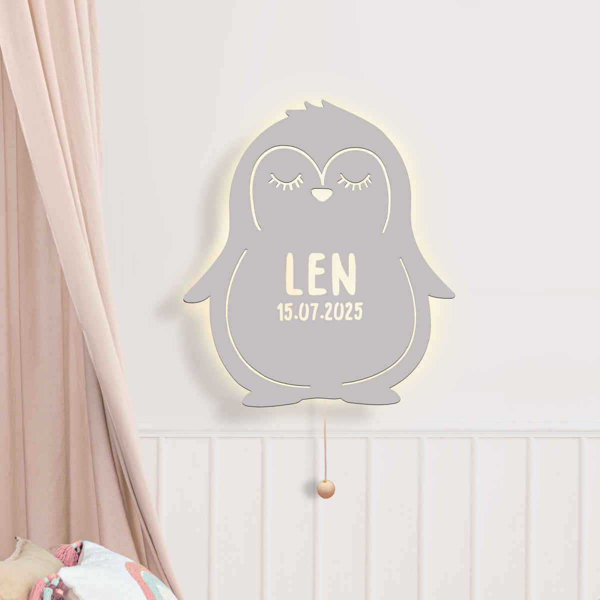 Nachtlicht „Phil der Pinguin“ personalisiert Laser