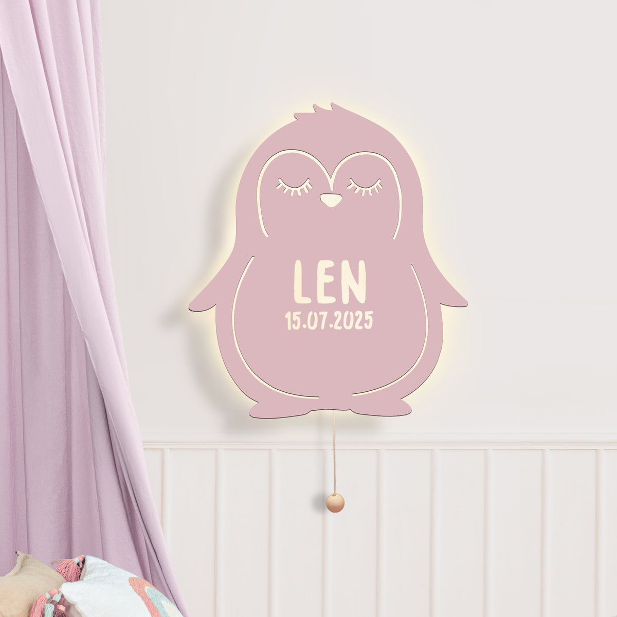 Nachtlicht „Phil der Pinguin“ personalisiert Laser
