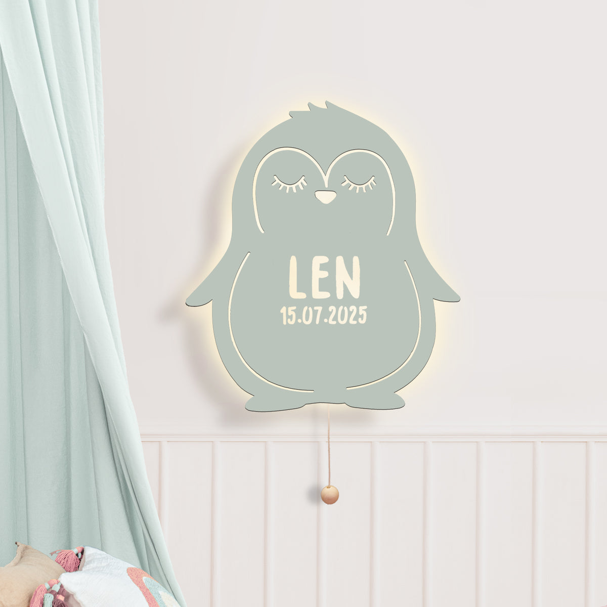Nachtlicht „Phil der Pinguin“ personalisiert Laser