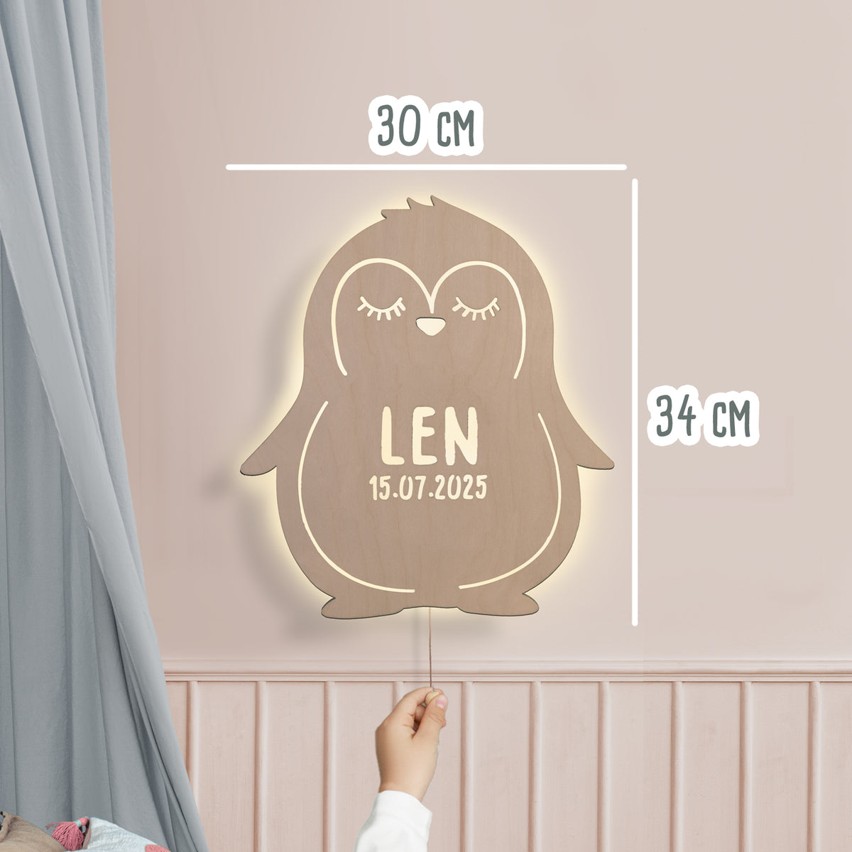 Nachtlicht „Phil der Pinguin“ personalisiert Laser