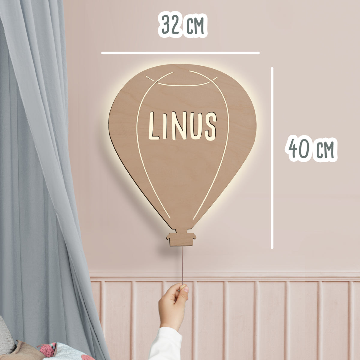 Nachtlicht „Bruno der Ballon“ personalisiert Laser