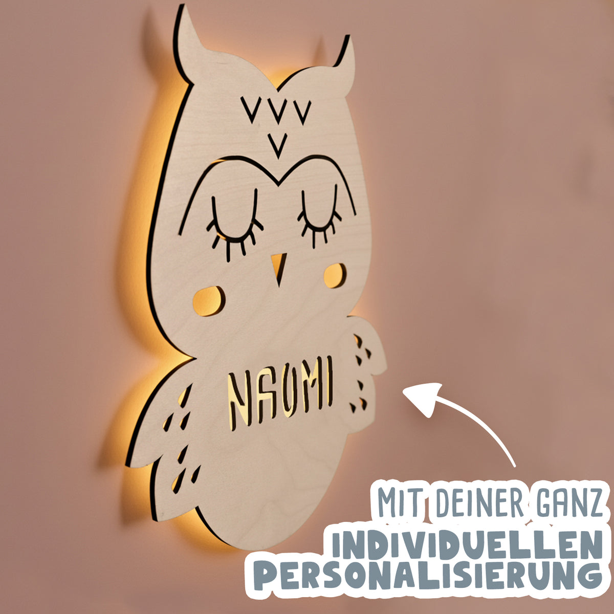 Nachtlicht „Emilia die Eule“ personalisiert Laser