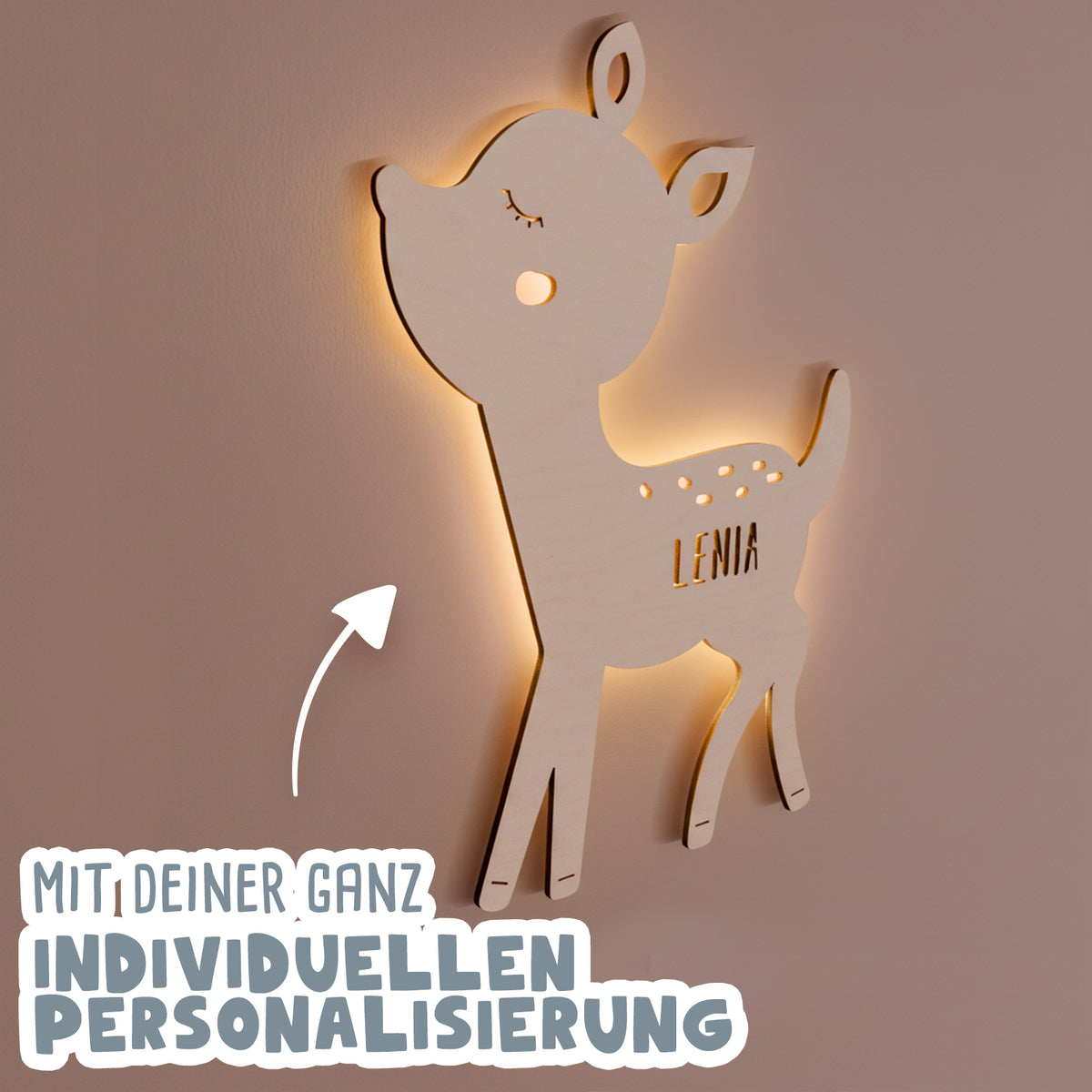 Nachtlicht „Rita das Rehkitz“ personalisiert Laser