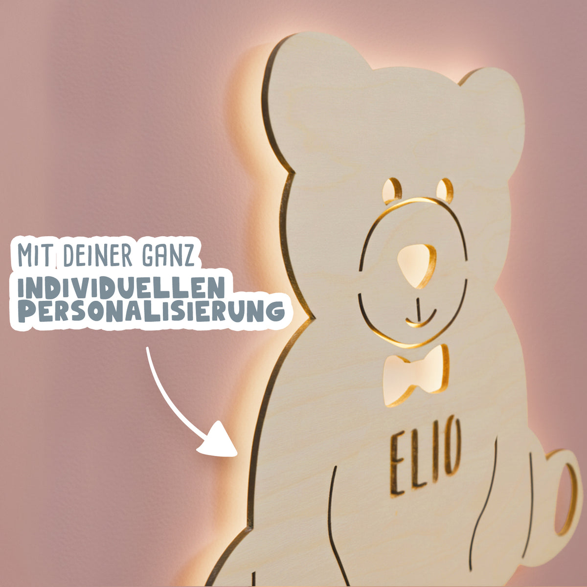 Nachtlicht „Theo der Teddy“ personalisiert Laser