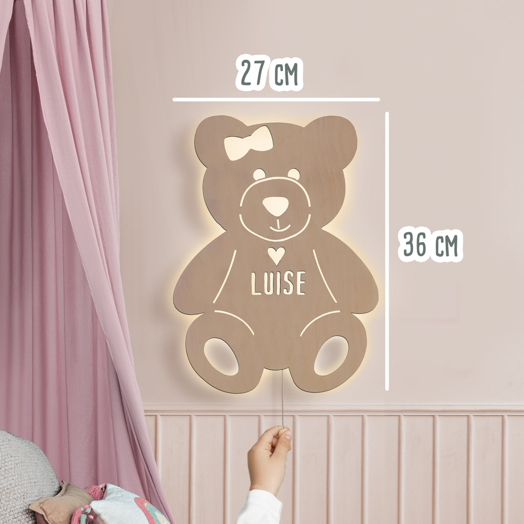 Nachtlicht „Tilda der Teddy mit Herz“ personalisiert Laser