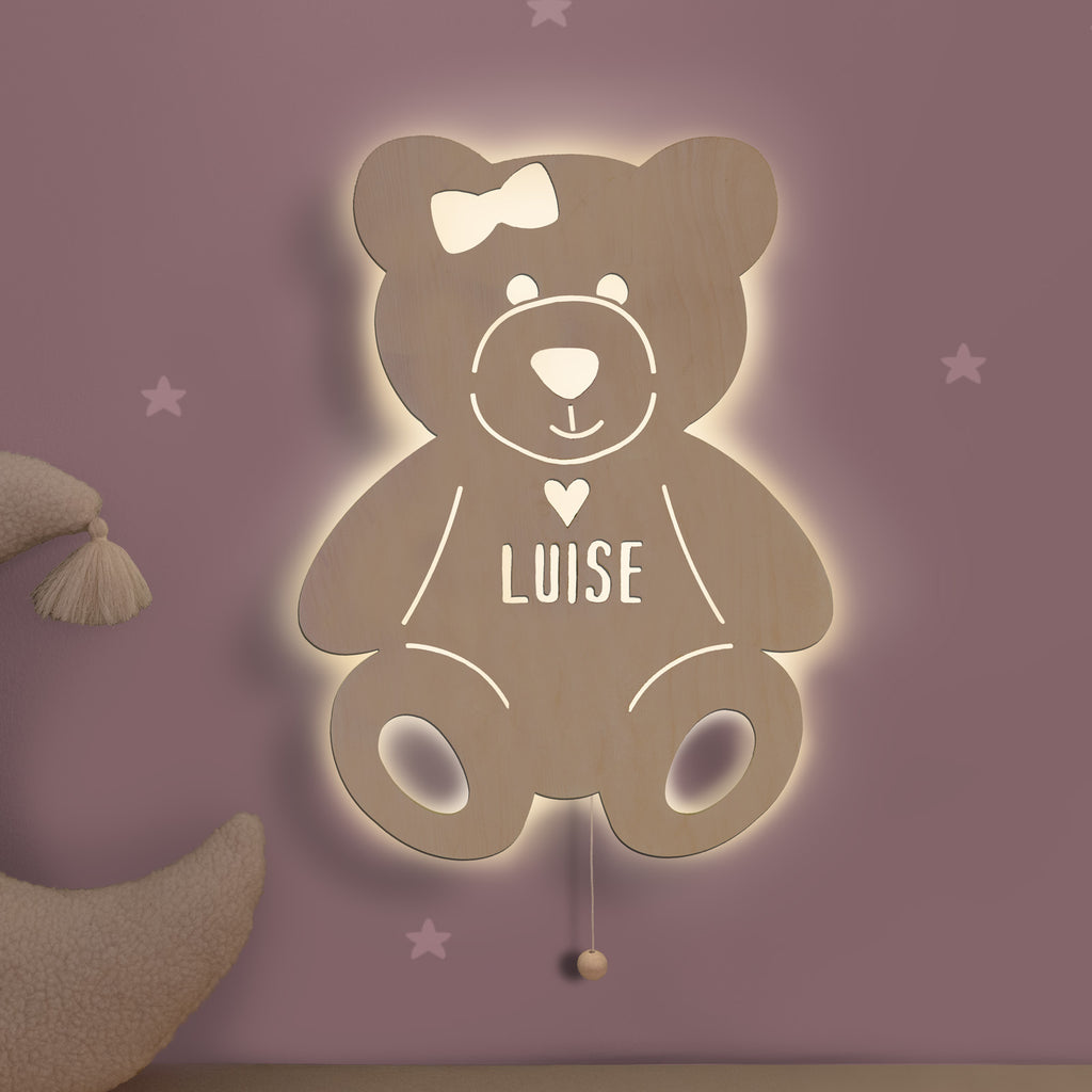Nachtlicht „Tilda der Teddy mit Herz“ personalisiert Laser