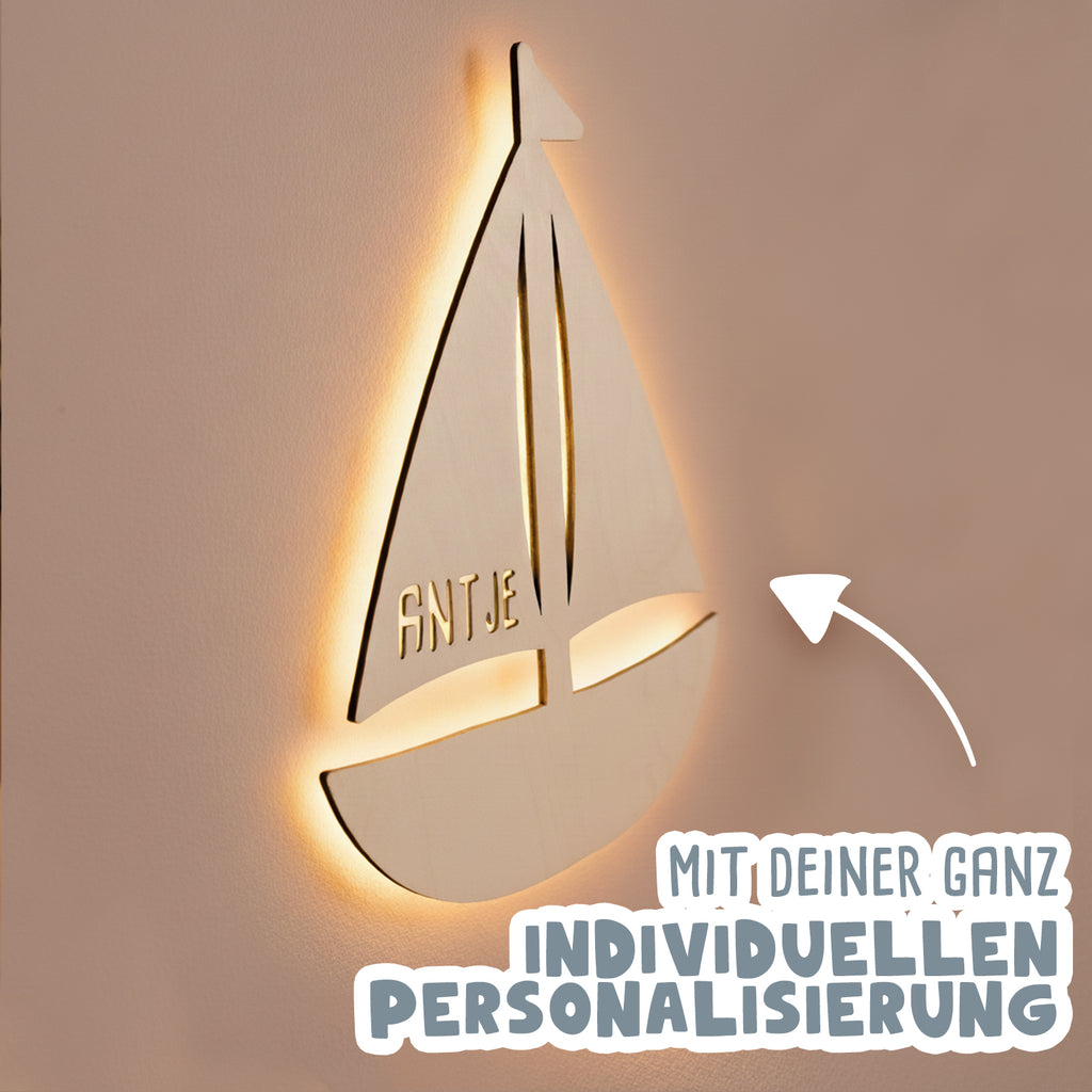 Nachtlicht „Saskia das Segelschiff“ personalisiert Laser