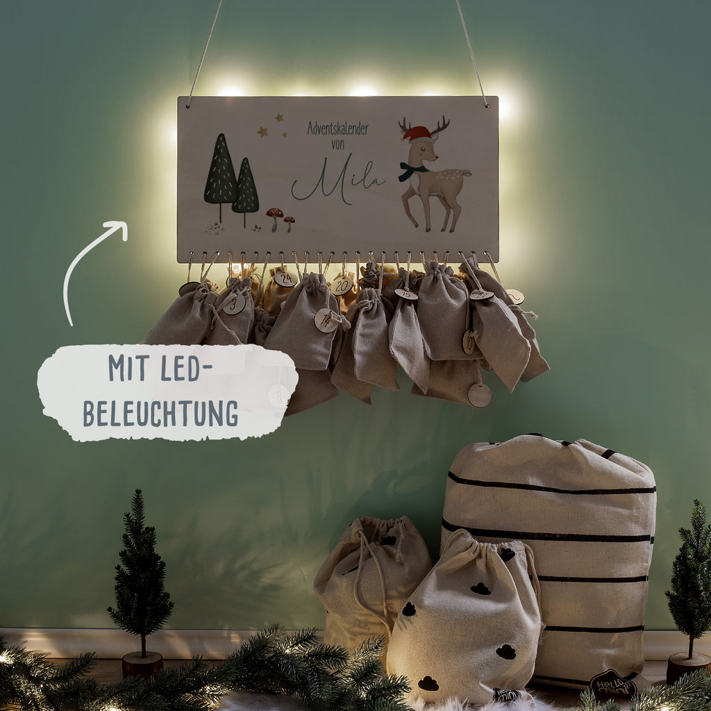Beleuchteter Aquarell Adventskalender "Reh"