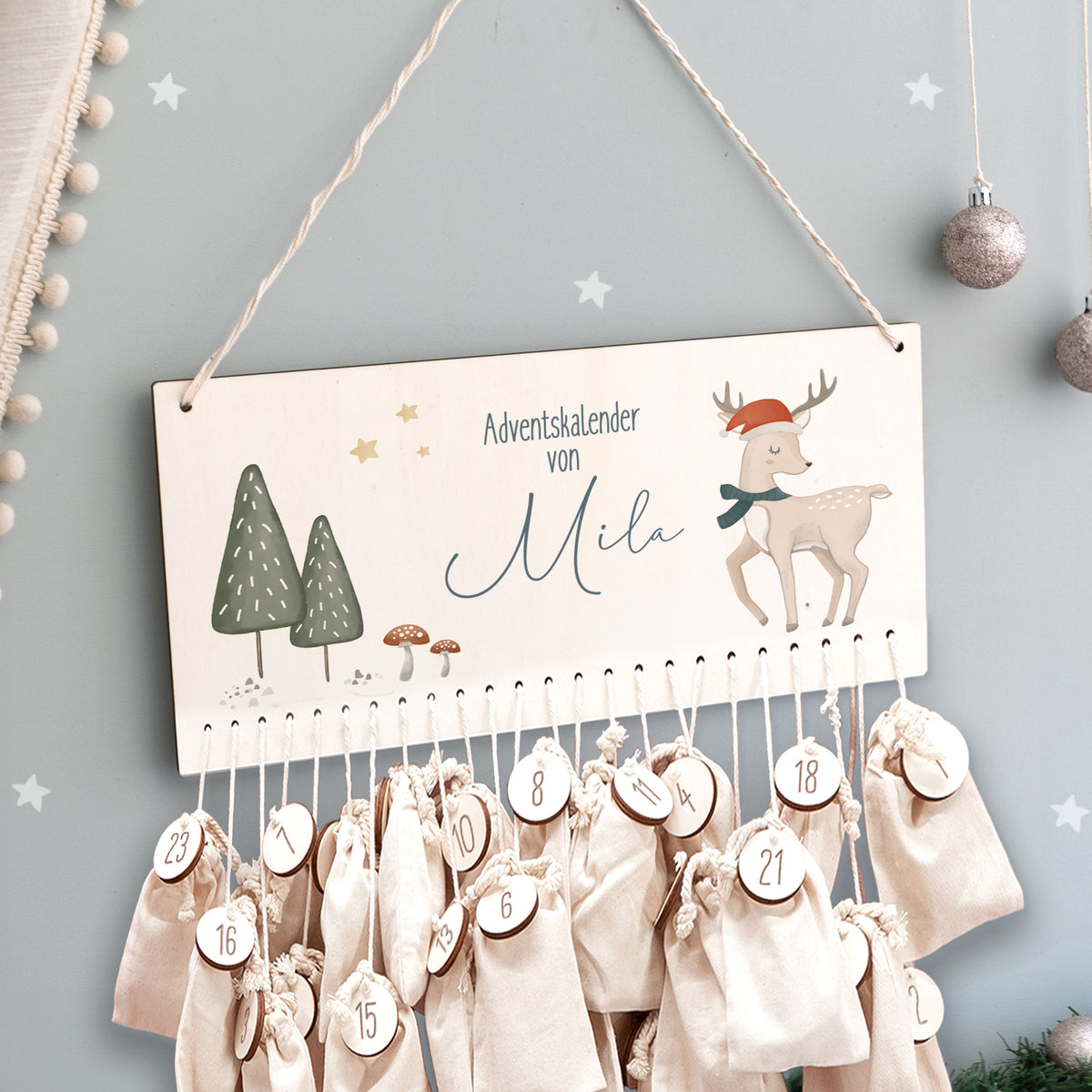 Beleuchteter Aquarell Adventskalender "Reh"