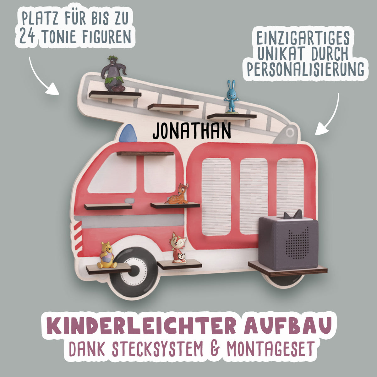 Aquarell-Regal "Feuerwehr" für die Toniebox