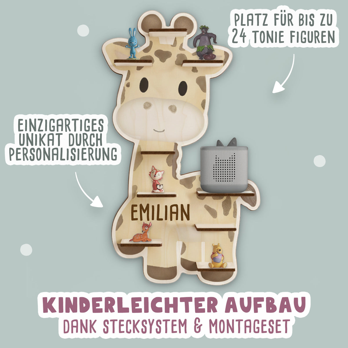 Aquarell-Regal "Giraffe" für die Toniebox