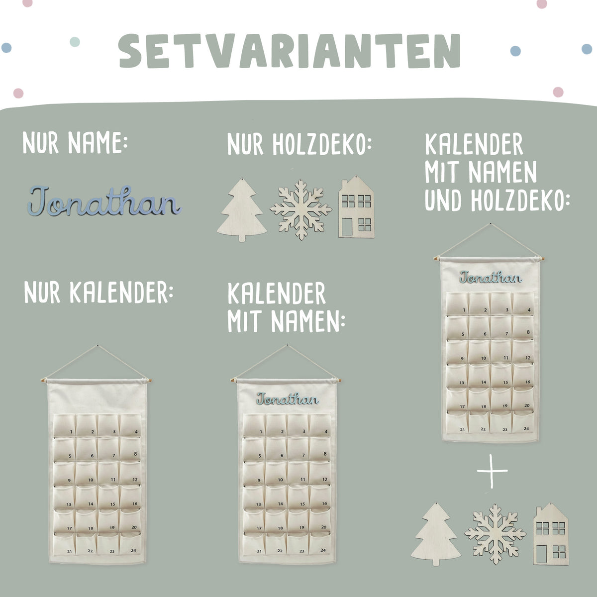 Adventskalender-Stoff personalisierbar