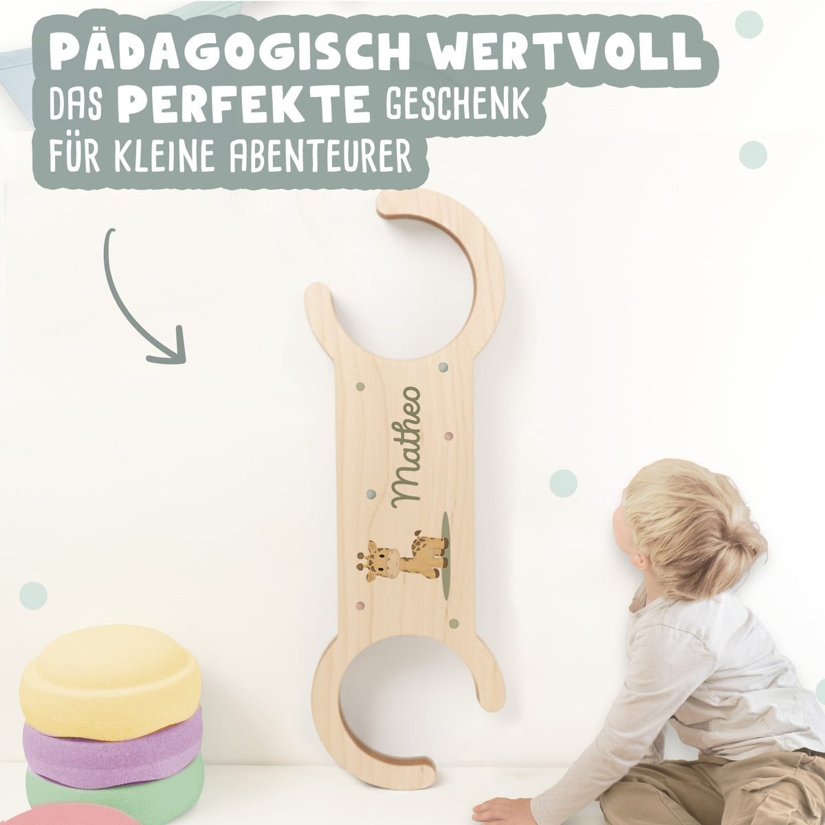 Abenteuerbrücke für Stapelstein® – Personalisierbar mit Namen - Form - Gerade - Bedruckt