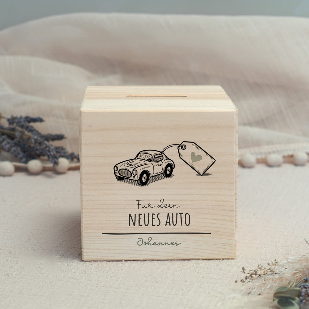 Spardose Würfel "Neues Auto"