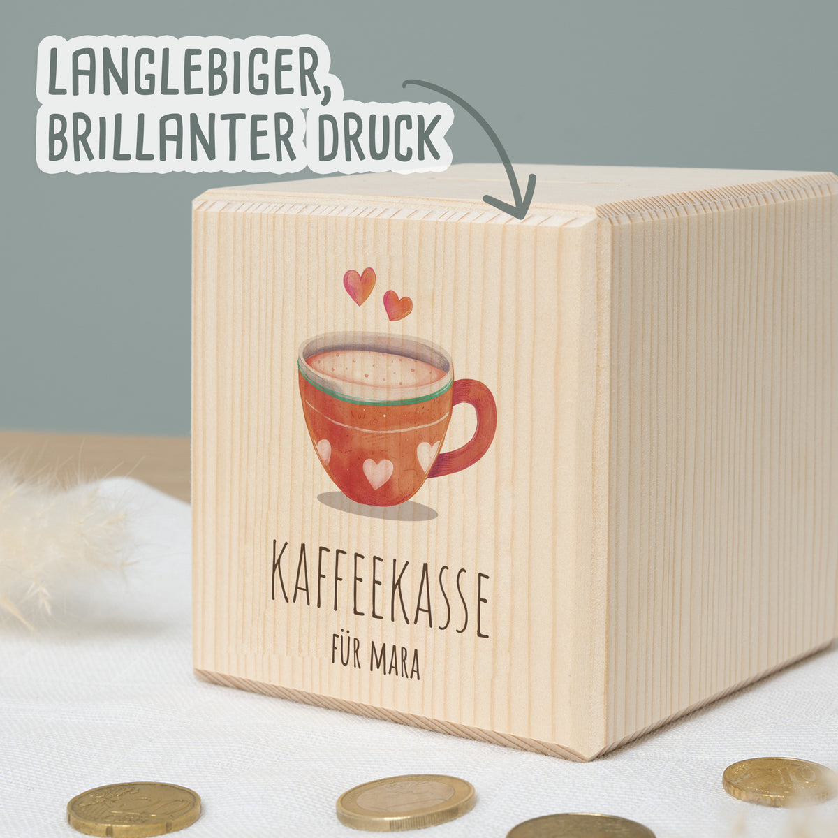 Spardose Würfel "Kaffeekasse Orange"