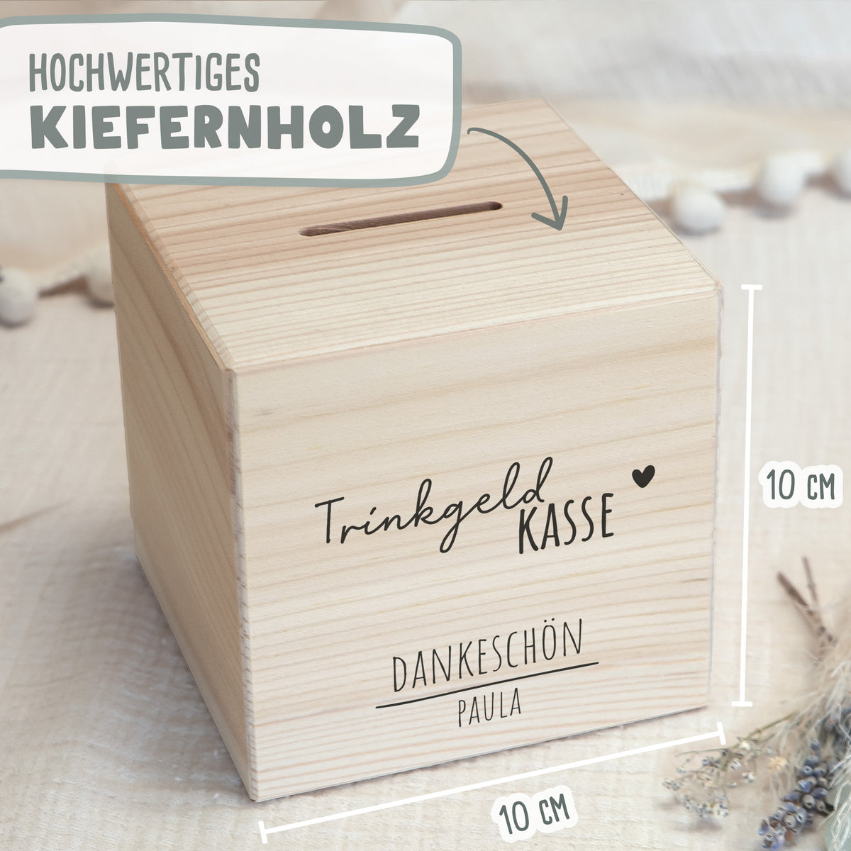Spardose Würfel "Trinkgeldkasse"