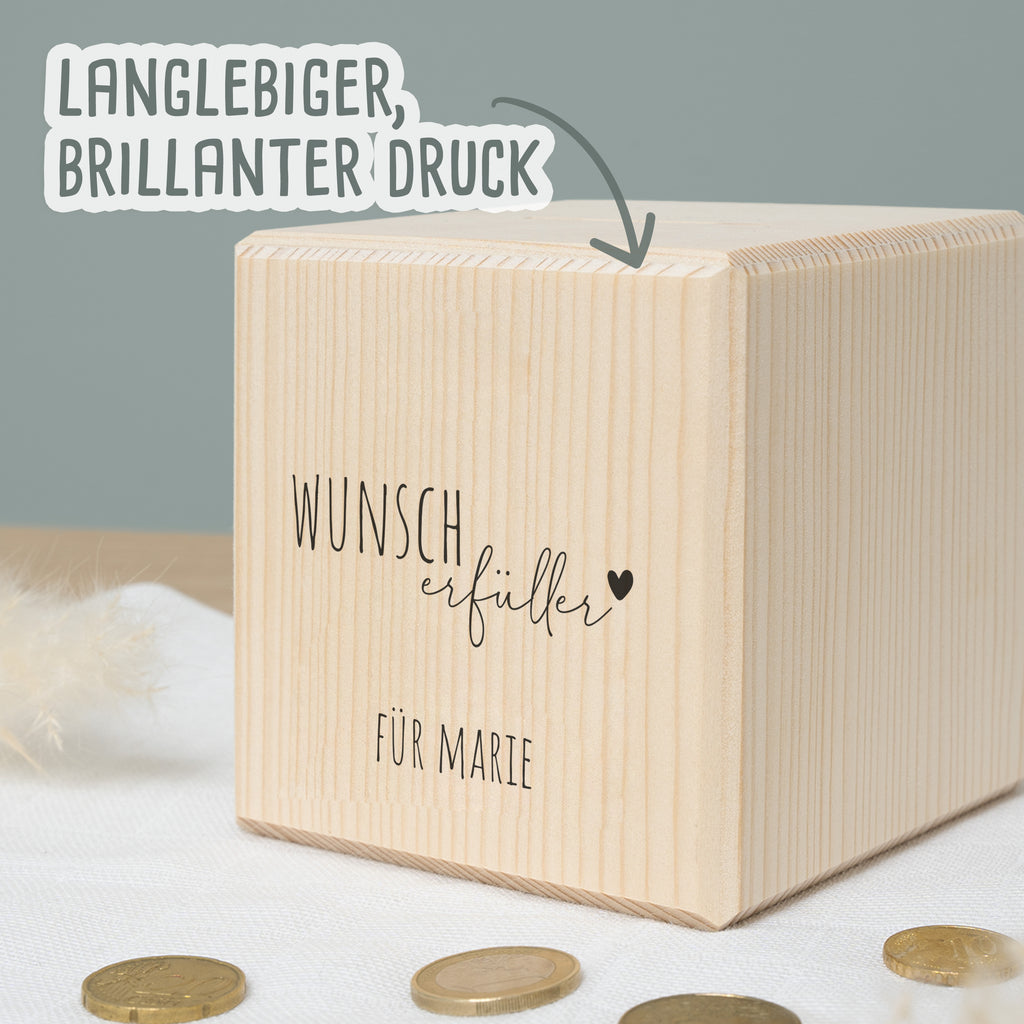 Spardose Würfel "Wunscherfüller Grafisch"
