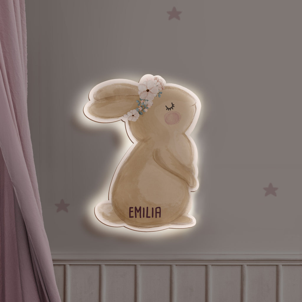 Nachtlicht „Hase“ Aquarell personalisiert Druck