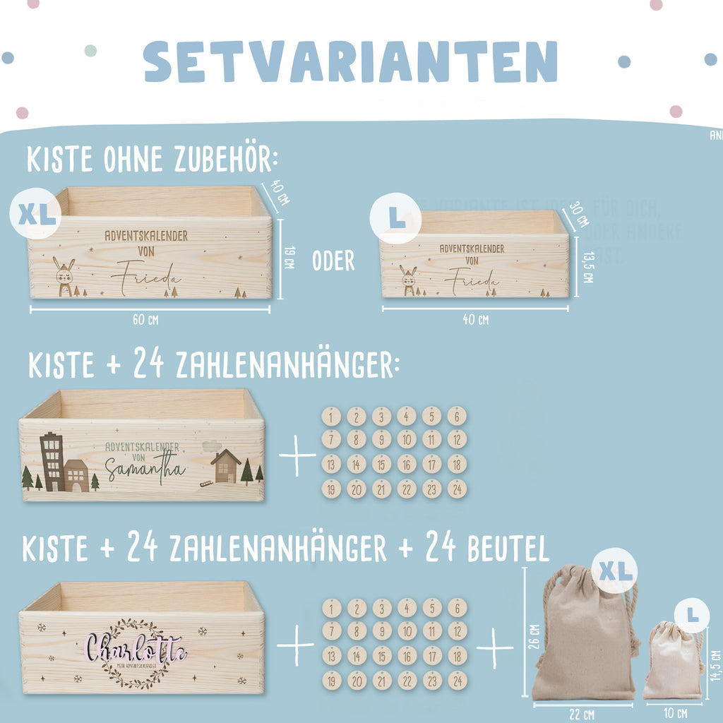 Aquarell-Adventskiste für Paare "Herz", Pärchen-Adventskalender zum Befüllen