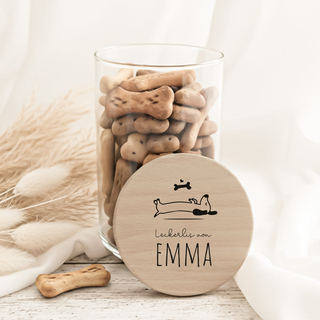 Personalisiertes Vorratsglas für Hunde "Hund träumt"