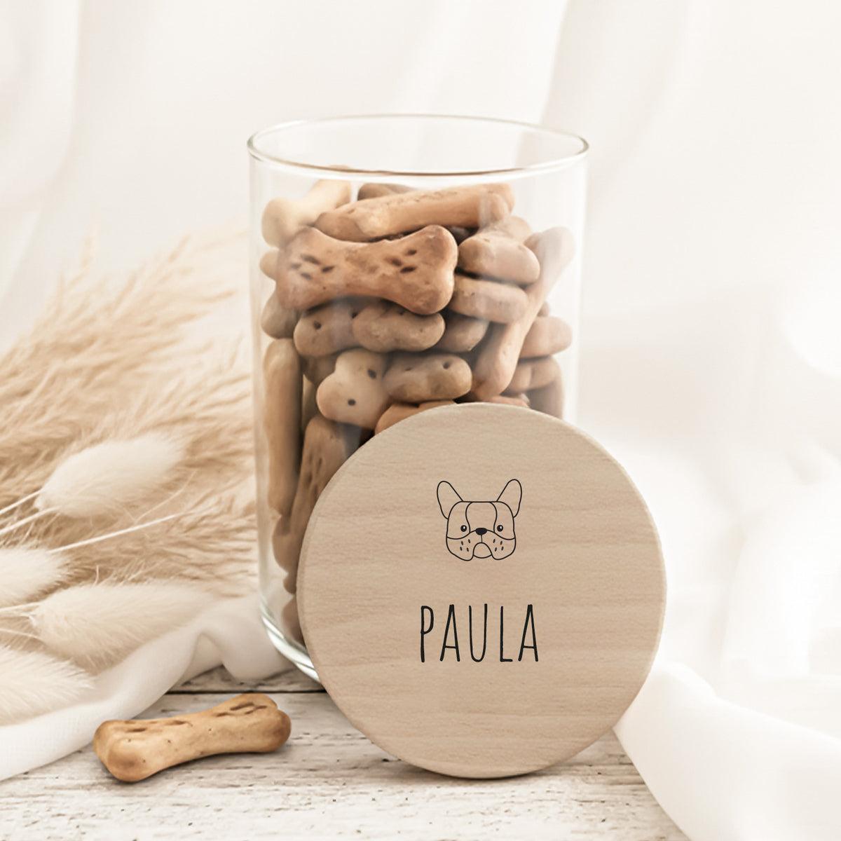 Personalisiertes Vorratsglas für Hunde "Hundeköpfe Comic"