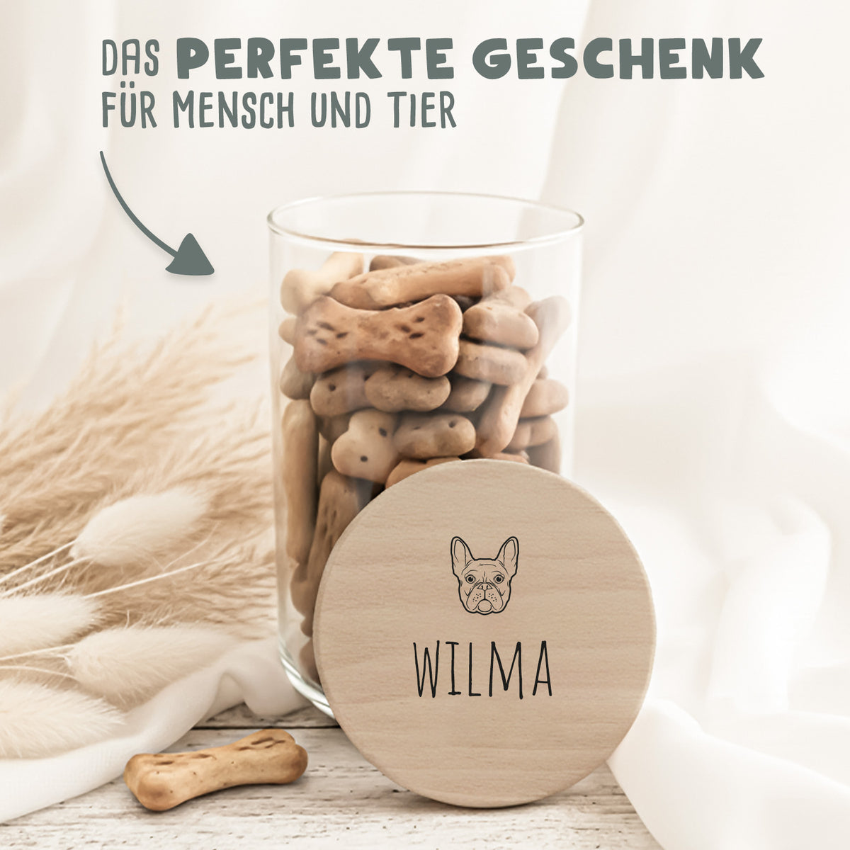 Personalisiertes Vorratsglas für Hunde "Hundeköpfe Realistisch"